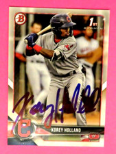 2018 Bowman 1st card, Cleveland Indians - KOREY HOLLAND - autographed