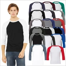 Unisex Triblend ¾ Sleeve Baseball T-Shirt Raglan Sleeve Casual Adults Tee Tops 