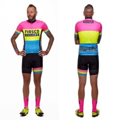 Rare Vintage 2012 FIASCO CICLISMO NEON Cycling Kit BIBS & JERSEY - SMALL
