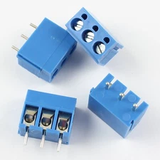 5Pcs Blue 5mm Pitch 3 Pin 3 Way Screw Terminal Block Connector MG300 PH:12.6mm