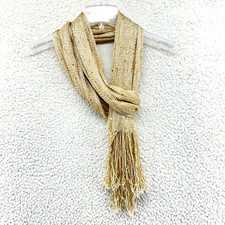 High Fashion Gold Net Mesh Sequin Scarf Tassels 16"W x 83"L Stretch Lightweight