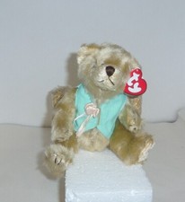 Olivia 8in TY Beanie Attic Treasure 2000 beige jointed bear with vest new 6258