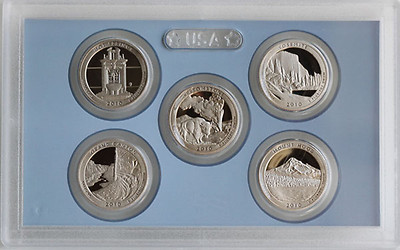 2010 S America the Beautiful Quarters Clad Proof ATB 5 Coin Set No Box Five Coin