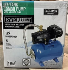 Everbilt 1/2 HP Shallow Well Jet Pump with 6 Gallon Tank AUTOJ100A2 NEW Open Box