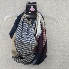 Nicole Infinity Scarf Multicolor Houndstooth Woven Fringe Lightweight