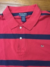 RL Polo Jeans Company Polo Shirt Mens She 2XL Red Striped Short Sleeve