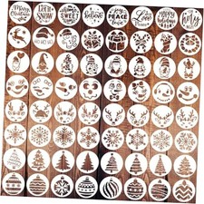 Doflyok 64-Piece Small Christmas Stencils, Reusable, Creamy White, 3x3 3x3in