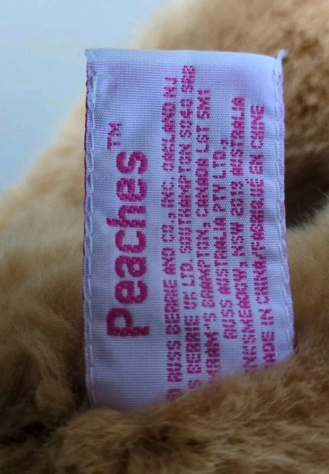 Russ Berrie Co "Peaches" Brown Bunny Rabbit Plush Stuffed Animal 13" Tagged - Image 4 of 4