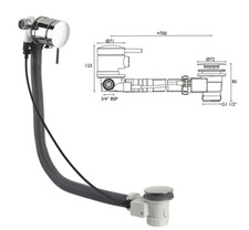 Bristan Bath Filler with Pop-Up Waste & Overflow, Chrome Model W BATH09 C