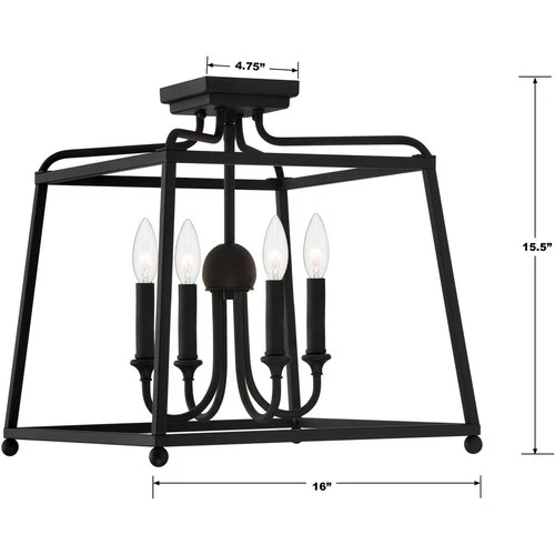 Crystorama 2243-BF_NOSHADE Sylvan Semi-Flush Mount Black Forged - Picture 5 of 5