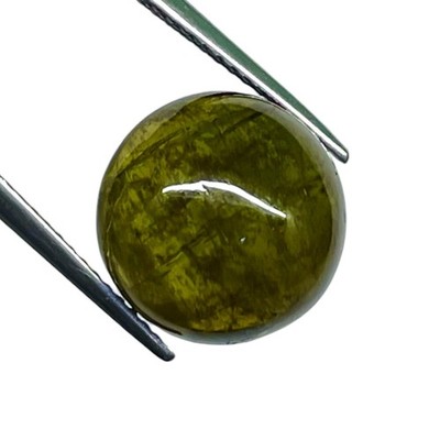 Selene Gems 8.53 Cts Natürlicher Turmalin 12mm Rund Cabochon Grün, unbehandelt