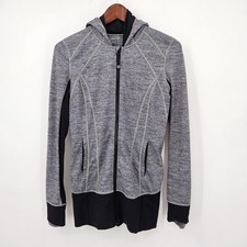 Lululemon Daily Practice Jacket Women's size 6 Hooded Coco Pique Black Stretch