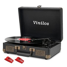 Record Player for Vinyl with Built-in Speakers Bluetooth Output,3 Speed Black