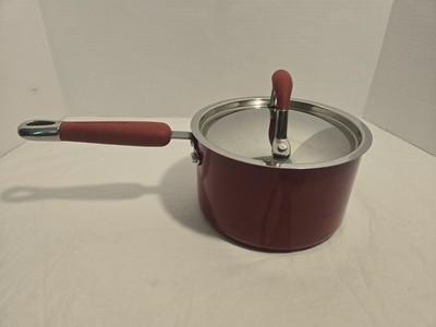 Kitchen Aid Hard Base Non Stick w Balanced Heat RED 1 Qt  Sauce Pan w Lid, VGC!