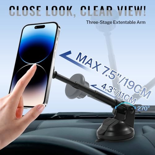 Magnetic Car Phone Holder for Dashboard Windshield Vent Phone Mount with - 第 7/7 張圖片