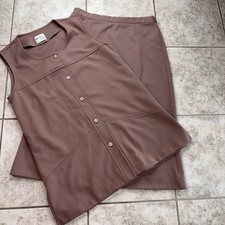 NWT Vintage 70s Women's Skirt  Vest FIRE ISLANDER Tan Brown 9/10