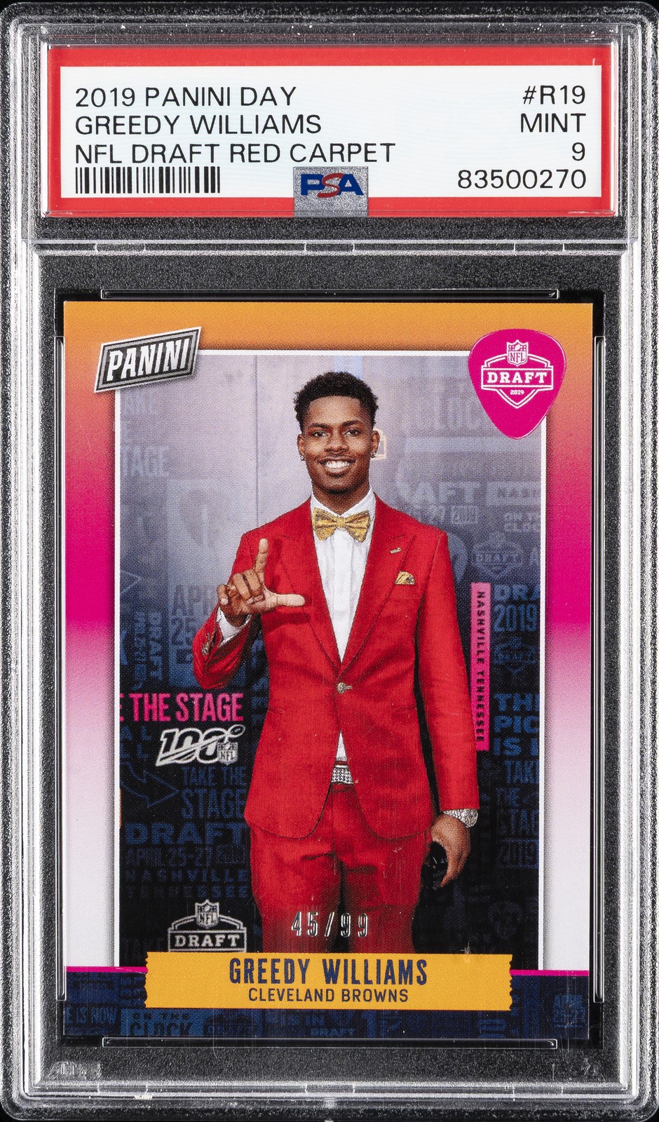 Greedy Williams Panini Day NFL Draft Red Carpet #R19 Base