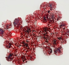 Holiday Time Red  Silver Pom-Pom Christmas Garland 6ft x 2 Strands Total 12 Ft