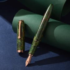 Hongdian A10 Stabilized Wood Fountain Pen EF/F Nib Handcraft Green Writing Pen