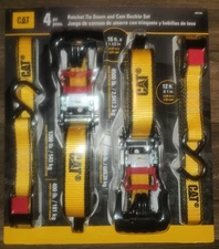 Cat 4 Piece Ratchet Tie Down & Cam Buckle Set 16' X1 1/2" NEW FACTORY SEALED