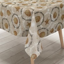 Tela Cerata Tovaglia P1265-2 Grigio Talpa Natale Palle di Angolare Rotondo Ovale