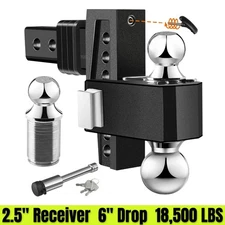 Adjustable Trailer Hitch 2.5 inch Receiver 6 Inch Adjustable Drop Hitch 18500LBS