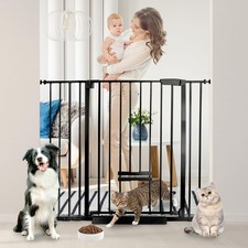 30 Inch Tall Baby Gate with Small Cat Door, Adjustable Auto Close Dog Gate Ea...