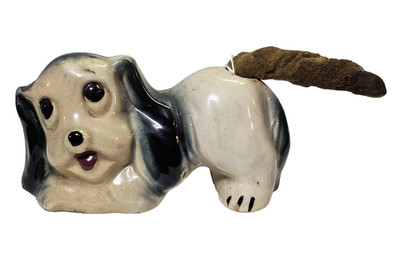 Vtg Ceramic Dog Figure Airwick Air Freshener Dispenser ,Tail as Wick Spaniel Dog
