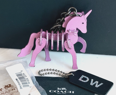 NWT COACH SMALL PINK GLITTER UNICORN PUZZLE BAG CHARM FOB 23531 | eBay