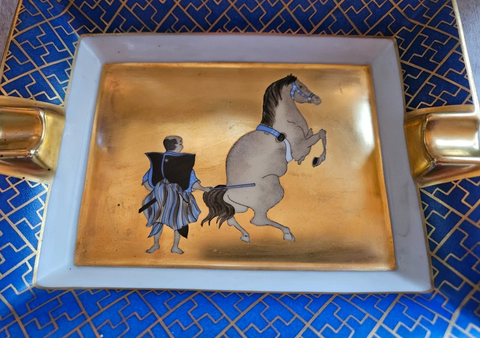 HERMES PARIS VINTAGE VIDE POCHE CENDRIER SAMOURAI DRESSAGE CHEVAL BEL ETAT - Photo 2/4