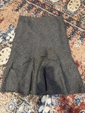 Gap Y2K Skirt Grey Herringbone Wool Blend Ruffle Flounce Preppy Sz 4