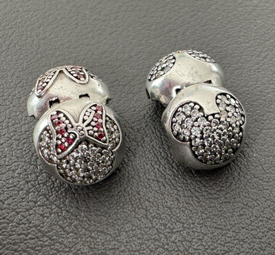 PANDORA Creolen/Huggie 925 Silber Zirkonia Pavé Herz rot signiert