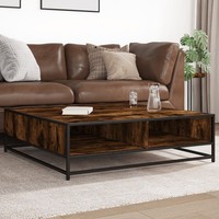Couchtisch RäUchereiche 100X100X30 Cm Holzwerkstoff Und Metall