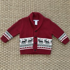 NWT 2010 Janie and Jack Baby Boy s Winter Button Red Cardigan Size 6-12 Months