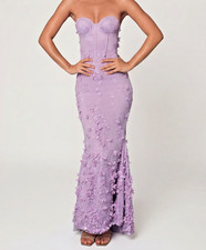 Oh Polly Amal Lace-Up Corset Maxi Dress in Lilac purple Prom dress wedding dress