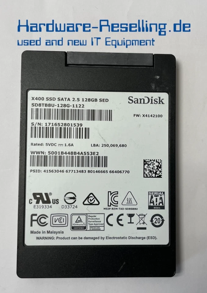 SanDisk 128GB X400 SED SATA 3 6G 2,5" SSD SD8TB8U-128G-1122 - Bild 1 von 1
