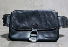 Jack Georges Voyager 7610 Leather Mini Crossbody Bag Black Hand Stained Buffalo