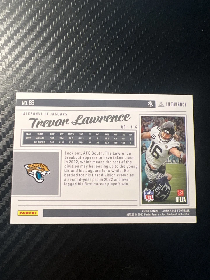 2023 Panini Luminance TREVOR LAWRENCE Gold /250 Jacksonville Jaguars - Image 3 of 3