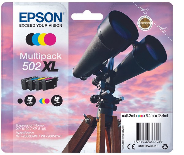 Epson Original 502XL Fernglas Druckerpatronen - 4Er Multipack (C13T02W64010)-image