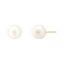 Finecraft '7 mm White Freshwater Pearl Stud Earrings' in 14K Yellow Gold