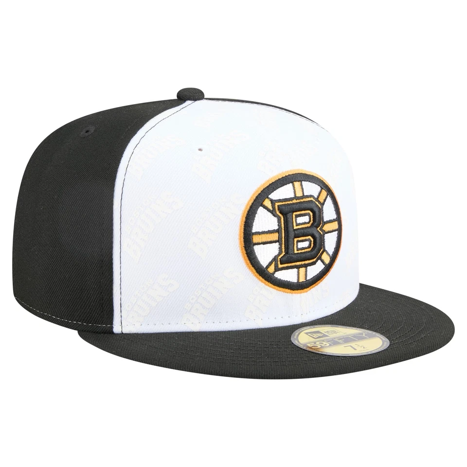 Men's New Era White/Black Boston Bruins Repeat Two-Tone 59FIFTY Fitted Hat - Image 3 of 4