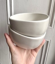 2 Pc Ceramic White Dining Bowls