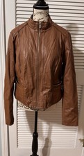 GUESS Los Angeles Women's Sz Large Brown Faux Leather & Fir Jacket