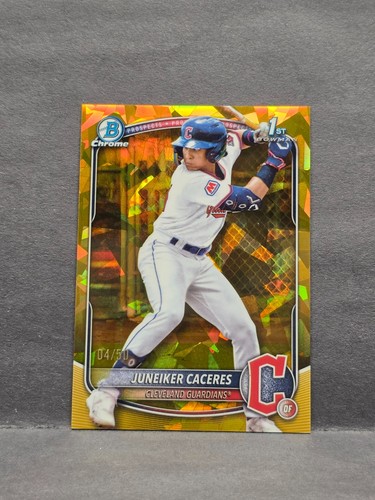 JUNEIKER CACERES - 2025 Bowman Chrome Sapphire Gold Refractor /50 #BCP-231