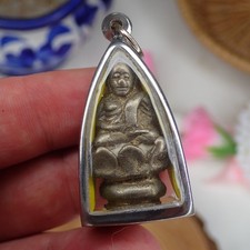LP Ngern Statue Monk Talisman Holy Thai amulet Buddha Pendant Charm Collectible