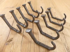 10 Rustic Coat Hooks Cast Iron Wall Mount Hat Hook Towel Railroad Spikes Glazed