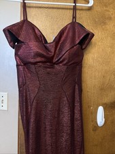 R@m Richard's Long Red Sparkle  Gown with Rlattering Ruching Size 6 R17