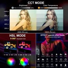 Handheld RGB Light Tube LED Video Light Wand 3000K-6500K Dimmable 18 AAMN