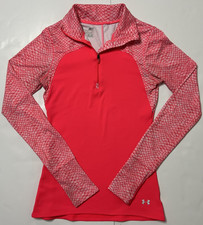 Under Armour ColdGear Women's Small 1/4 Zip Pullover Pink Coral Fitted Thumbhole