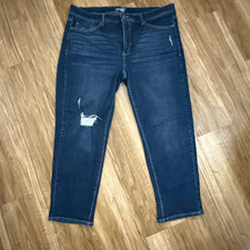 Terra  Sky Dark Wash Destructed Ankle Jeans Size 16W